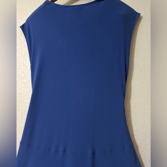 Elegant Joseph Ribkoff Wrap, Pleated, Front Tie Sleeveless Dress with V-Neck - Picture 10 of 13